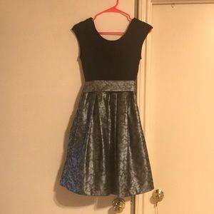 Black and silver dress with ribbon bow